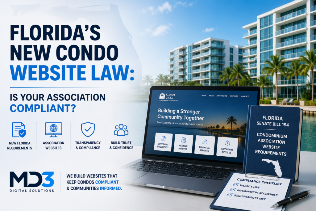 MD3 Digital Solutions promotion for a Website that complies with FLorida COndo Laws