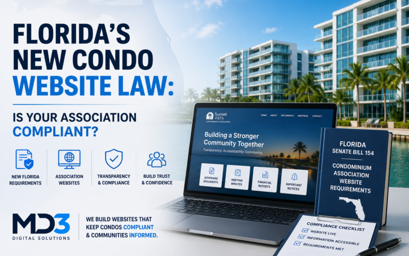 MD3 Digital Solutions promotion for a Website that complies with FLorida COndo Laws